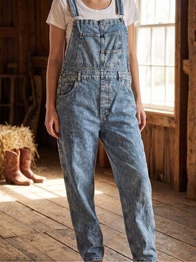 Free People Light Blue Denim Overalls